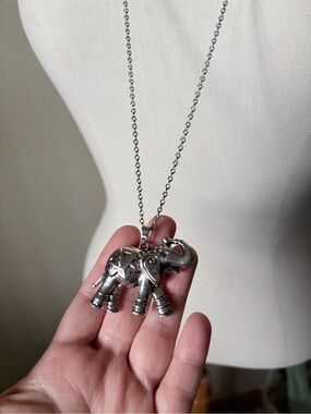 Silver Elephant Pendant Necklace - Women's Charm Jewelry